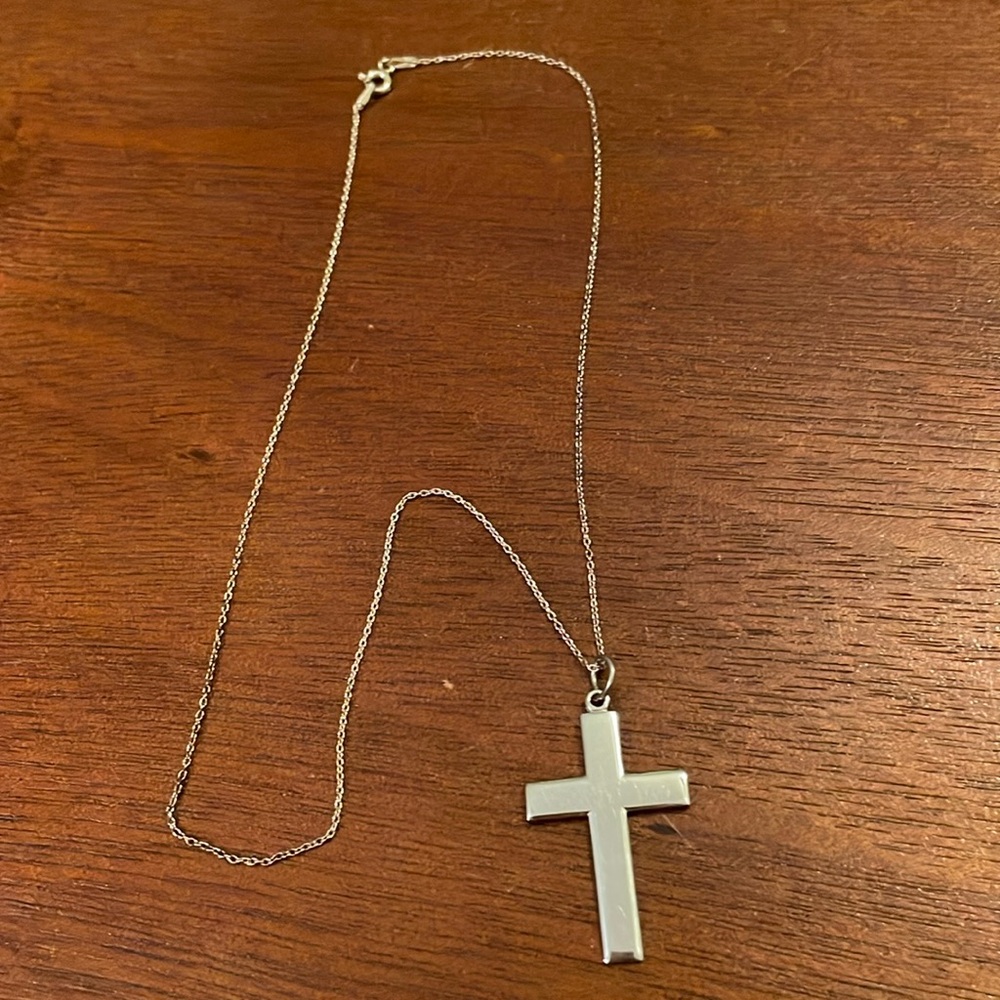 Sterling silver cross on 16 inch sterling silver chain